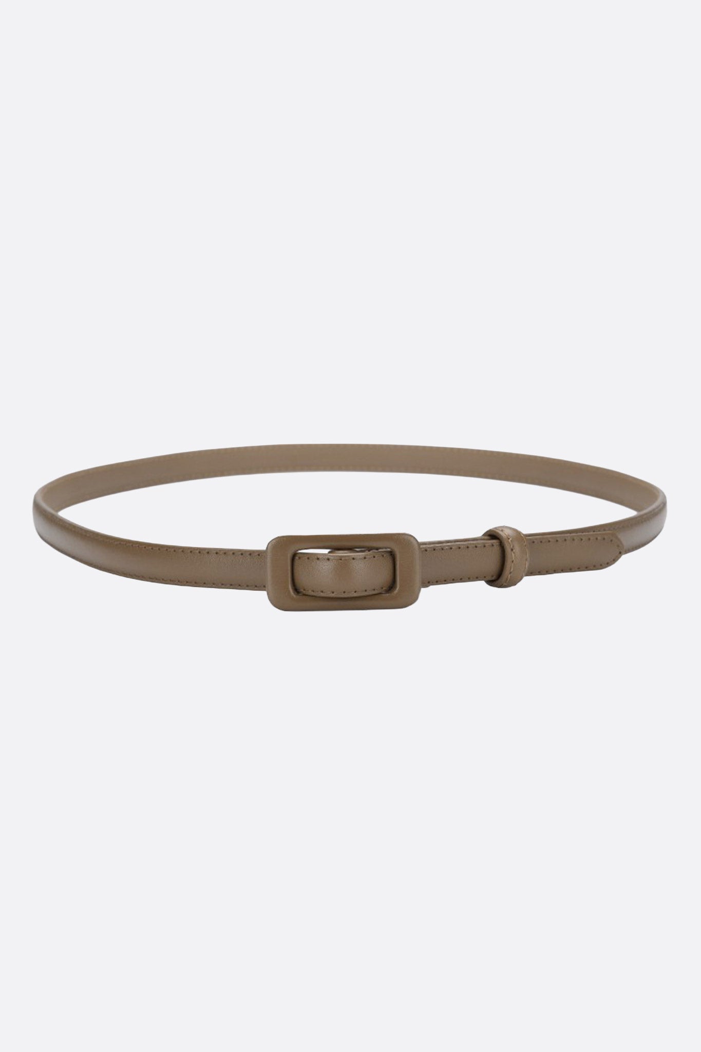Cinturón topo fino con hebilla rectangular recubierta