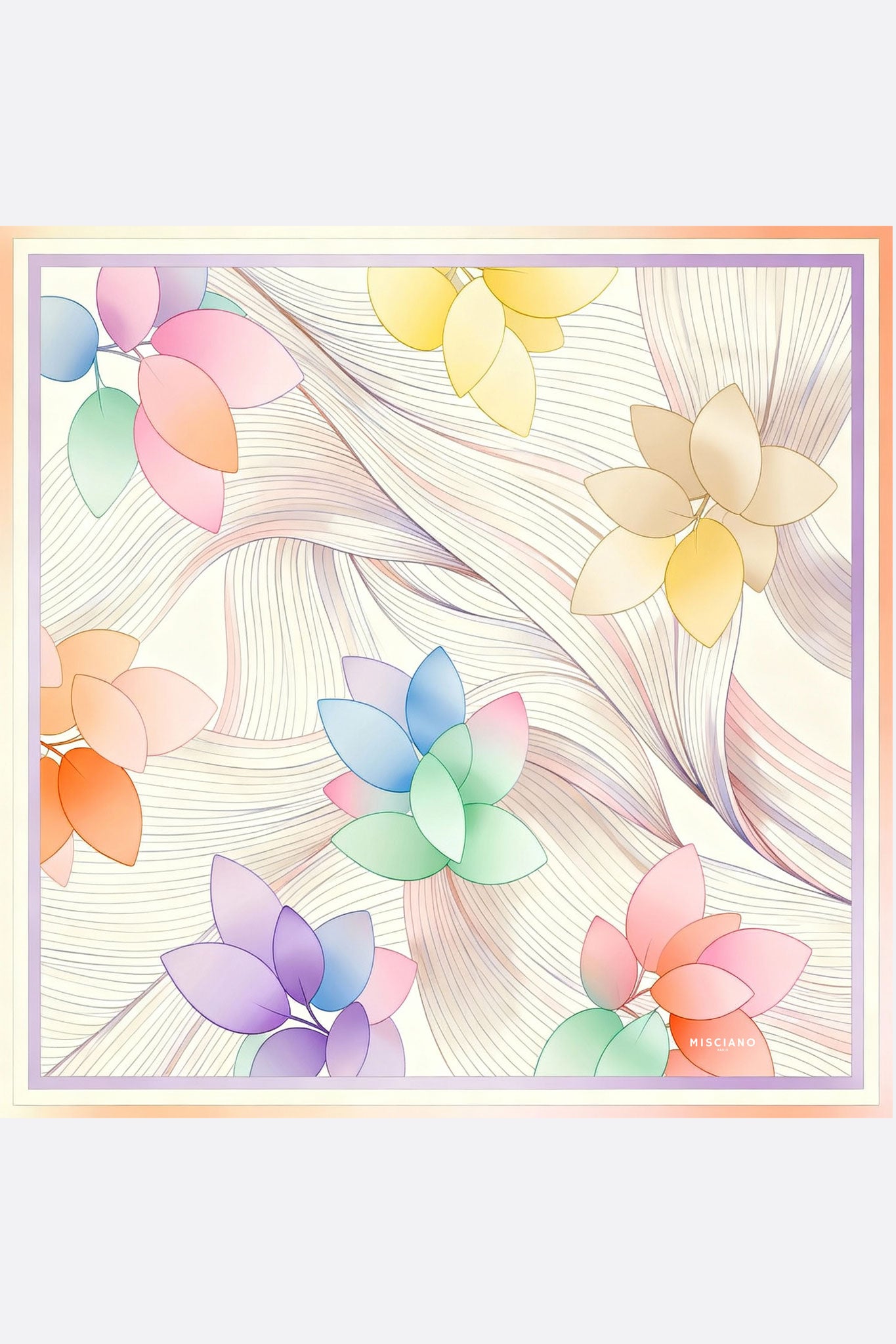 Pañuelo de seda Jardín Aéreo estampado doble cara 90x90 cm