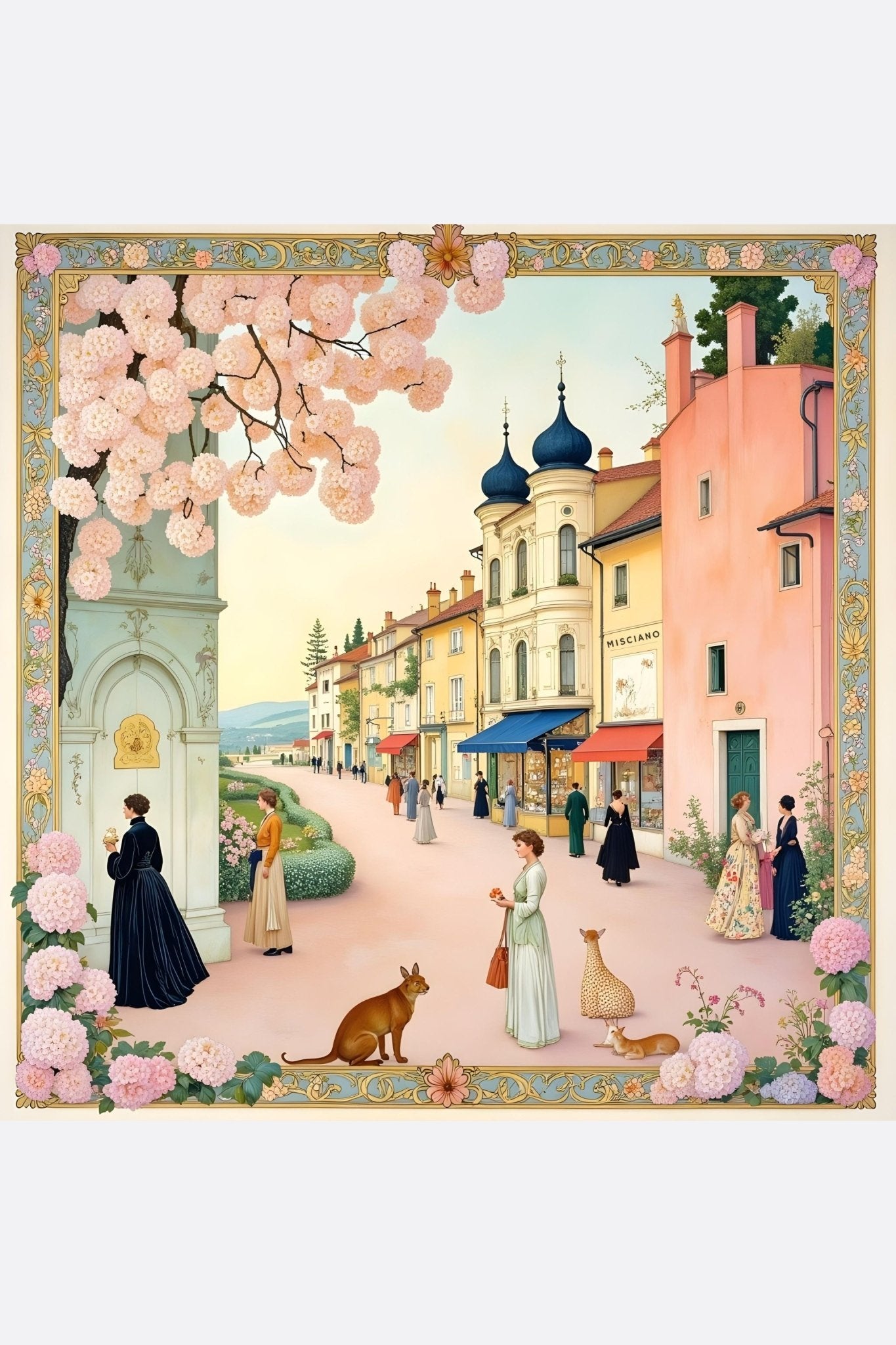 Cuadrado de seda paseo en Misciano impreso doble cara 90x90 cm
