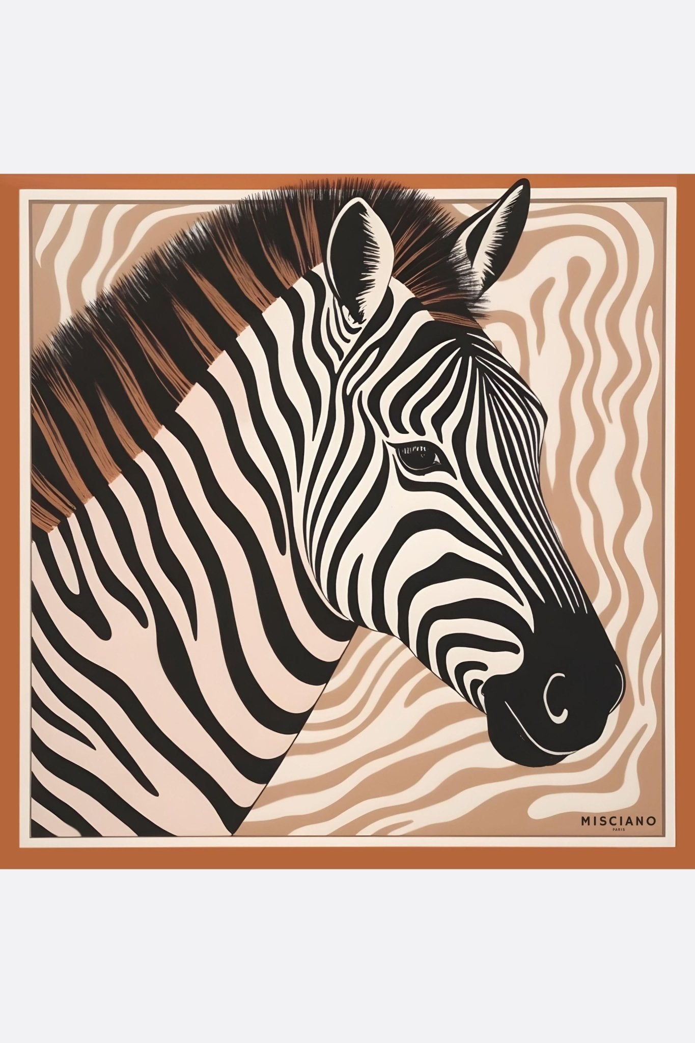 Cuadrado de seda Cebra salvaje impresa doble cara 90x90 cm