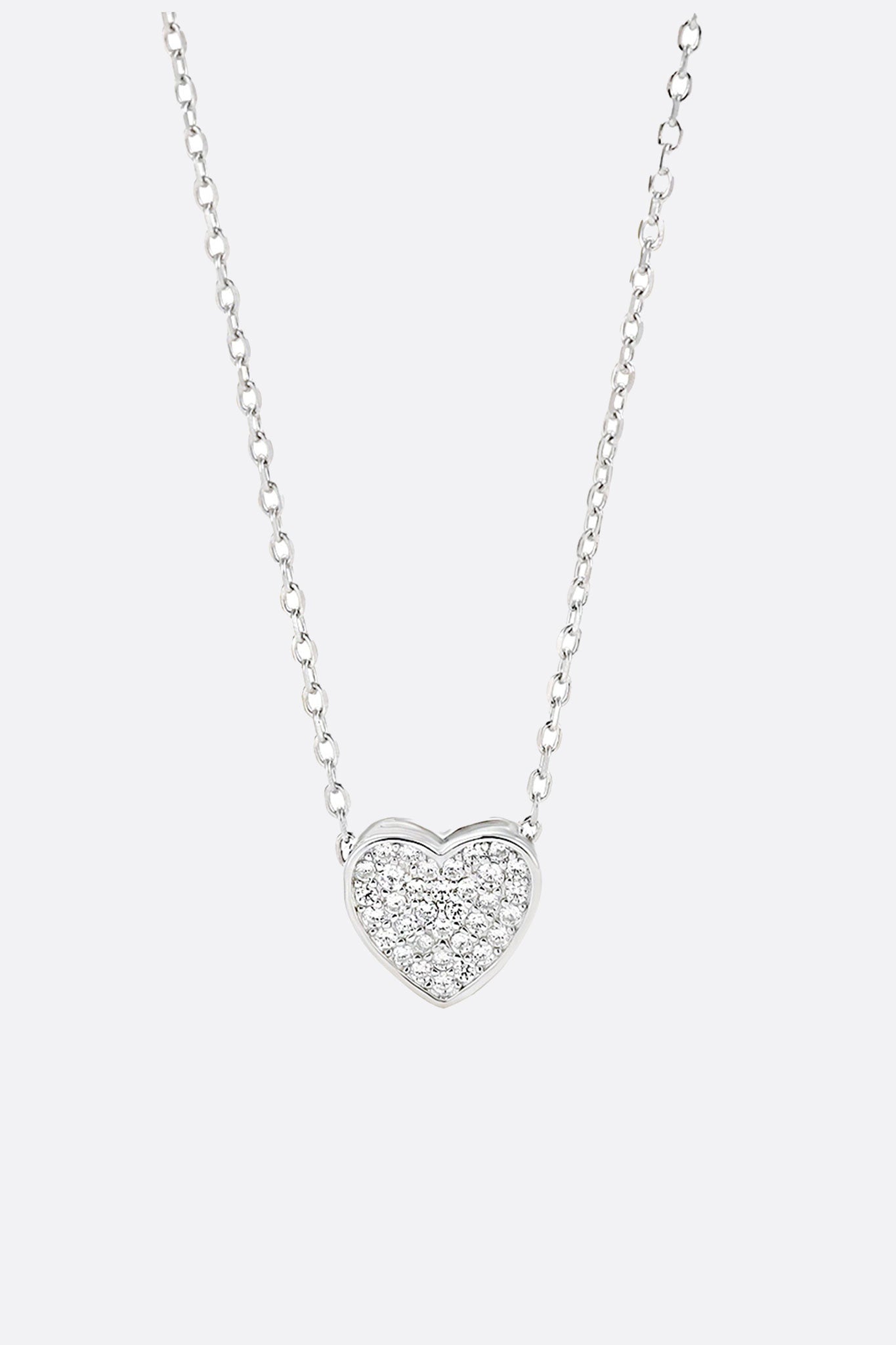 Collar con colgante de corazón en plata 925 micropavé de cristales