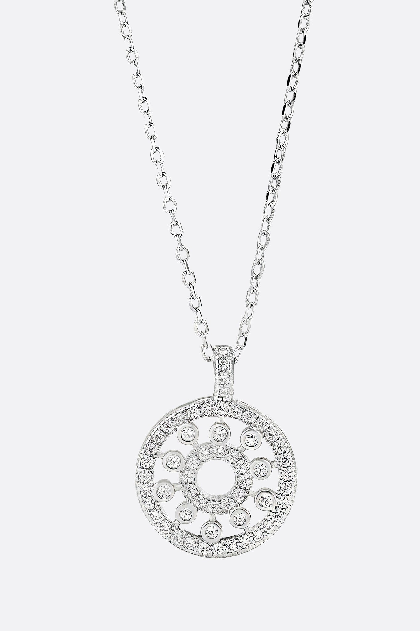 Collar colgante círculo en plata 925 micropavé de cristales