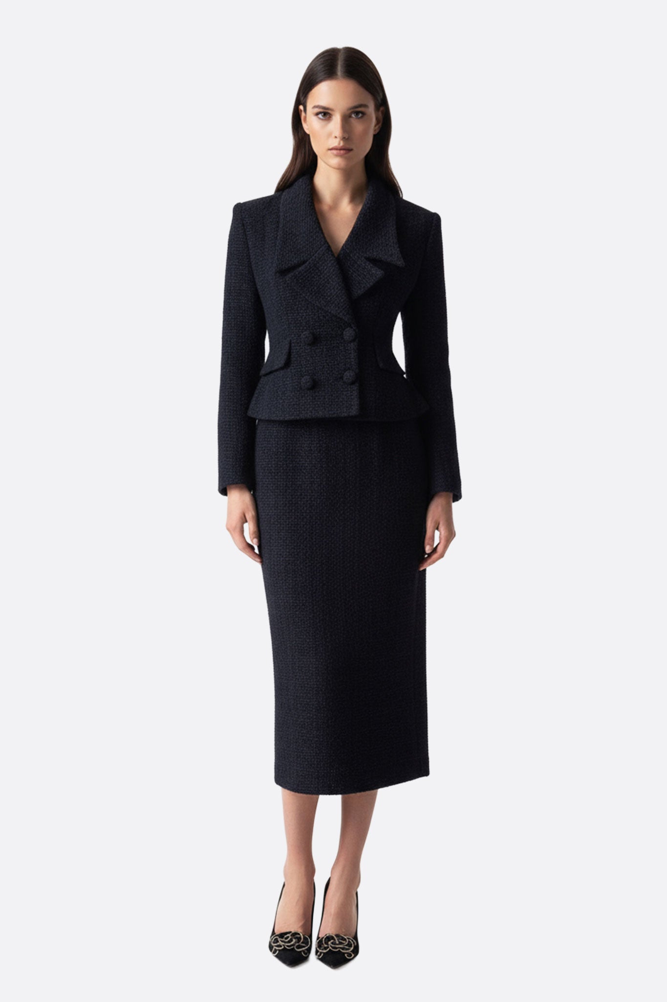 Conjunto de traje de mujer de dos piezas negro