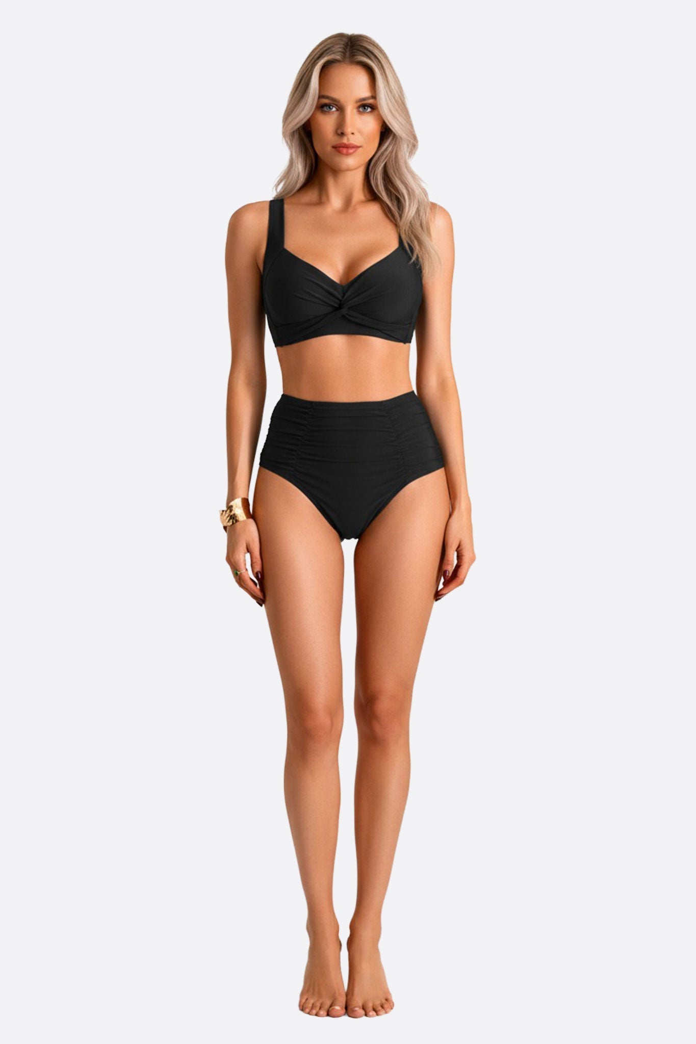 Bikini de talle alta negro con efecto reductor