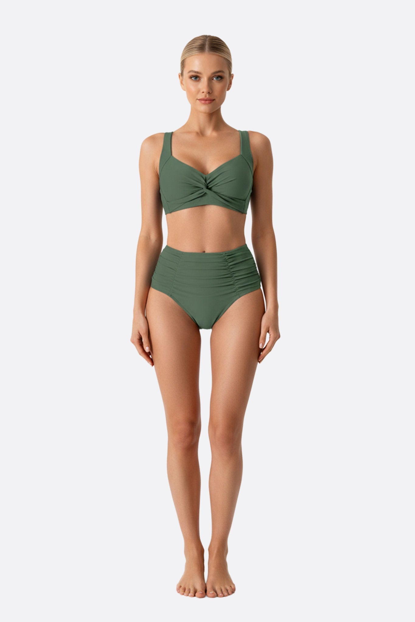 Bañador de dos piezas verde trenzado