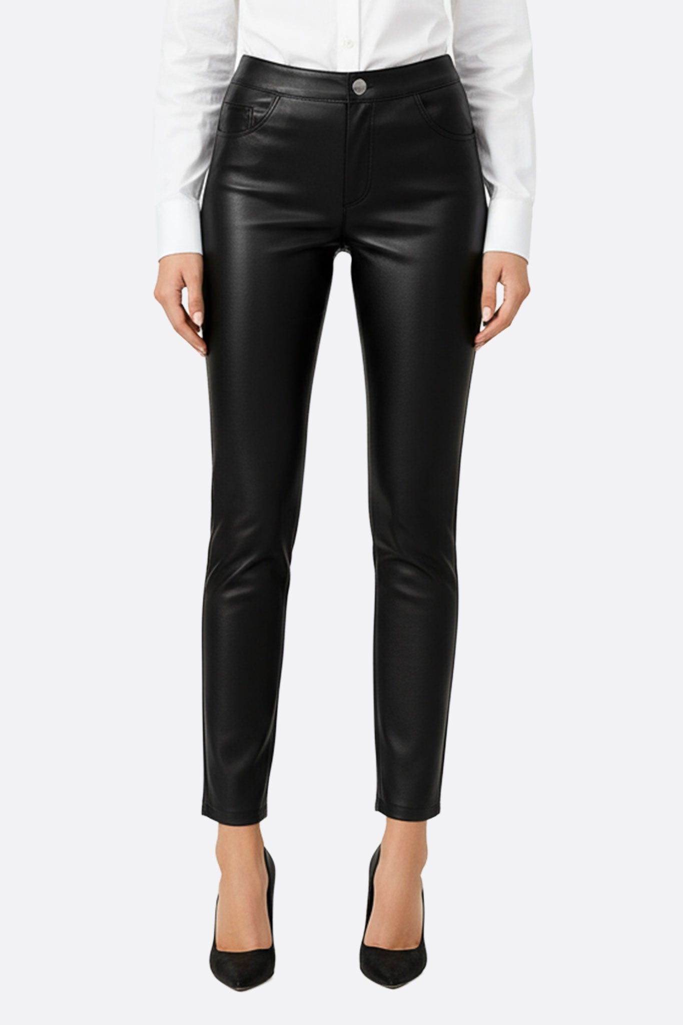 Pantalón de cuero sintético negro