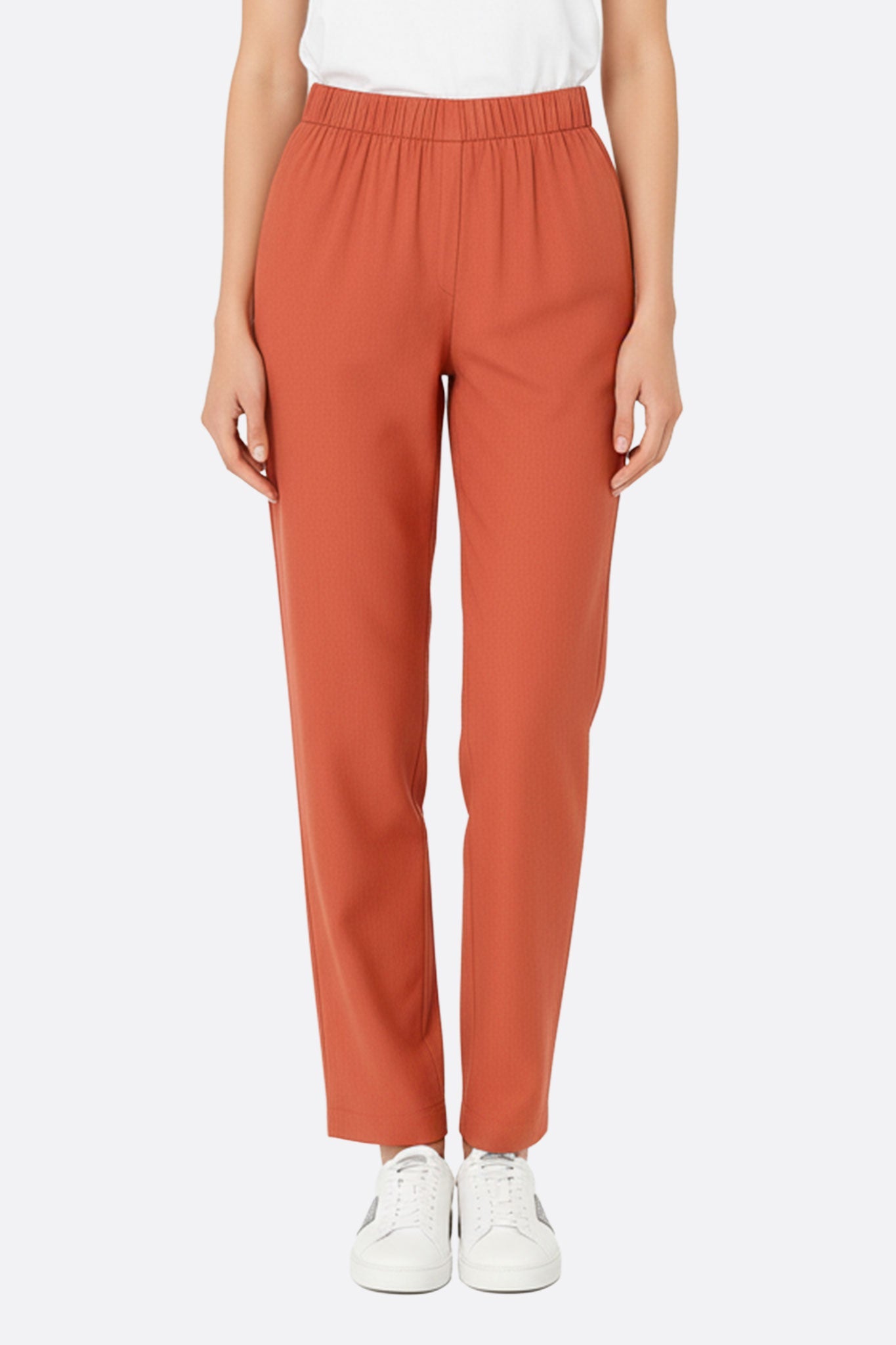 Pantalón fluido rojo terracota de lino