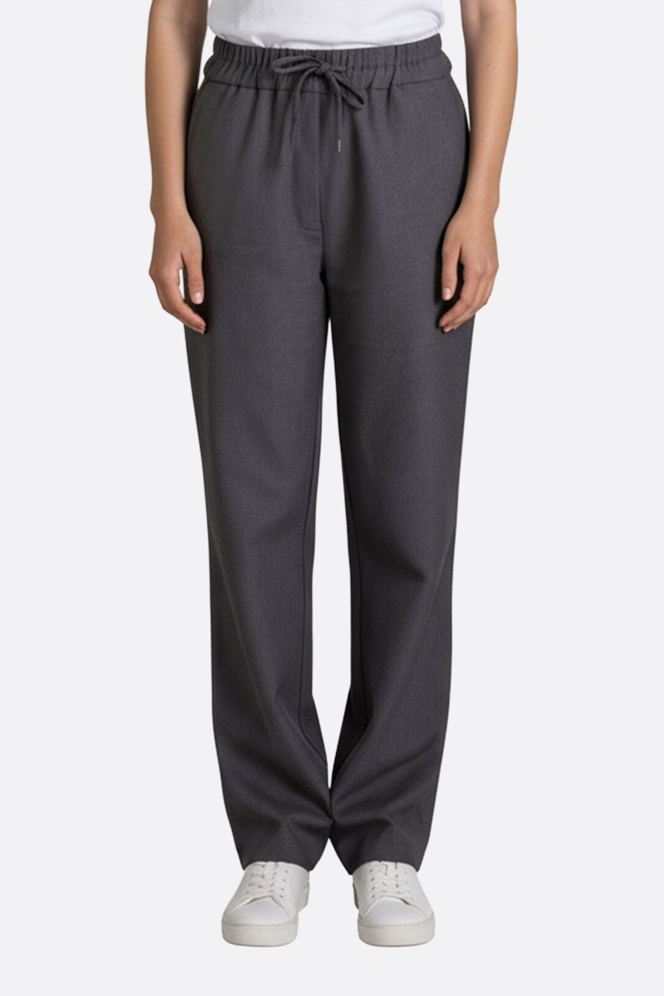 Pantalón gris casual con cintura elástica