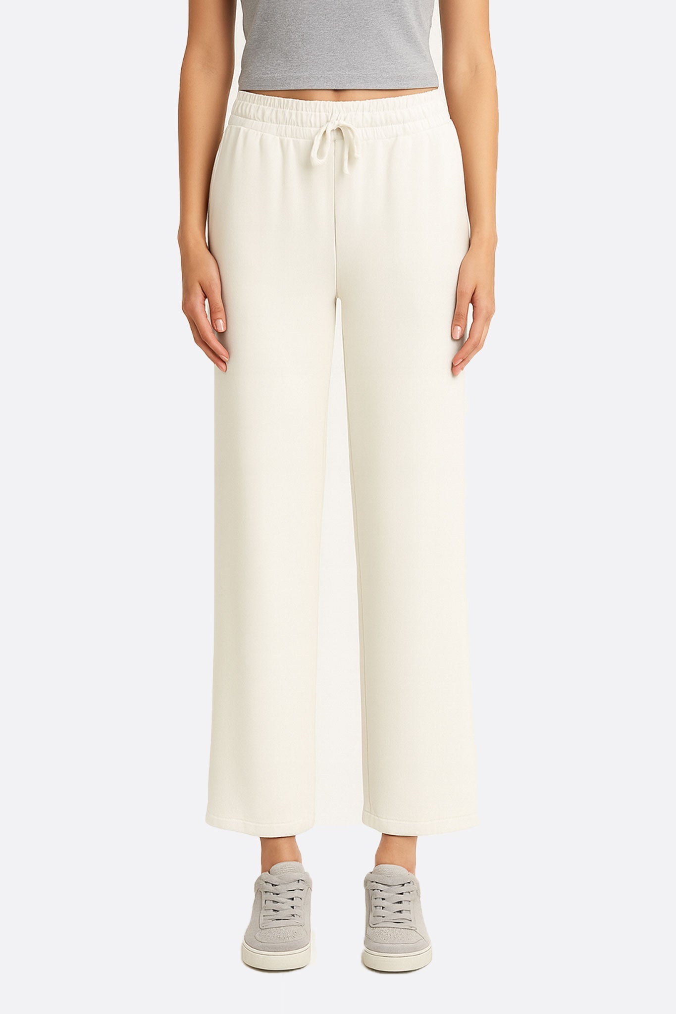 Pantalón ancho blanco en tejido técnico a corte 7/8