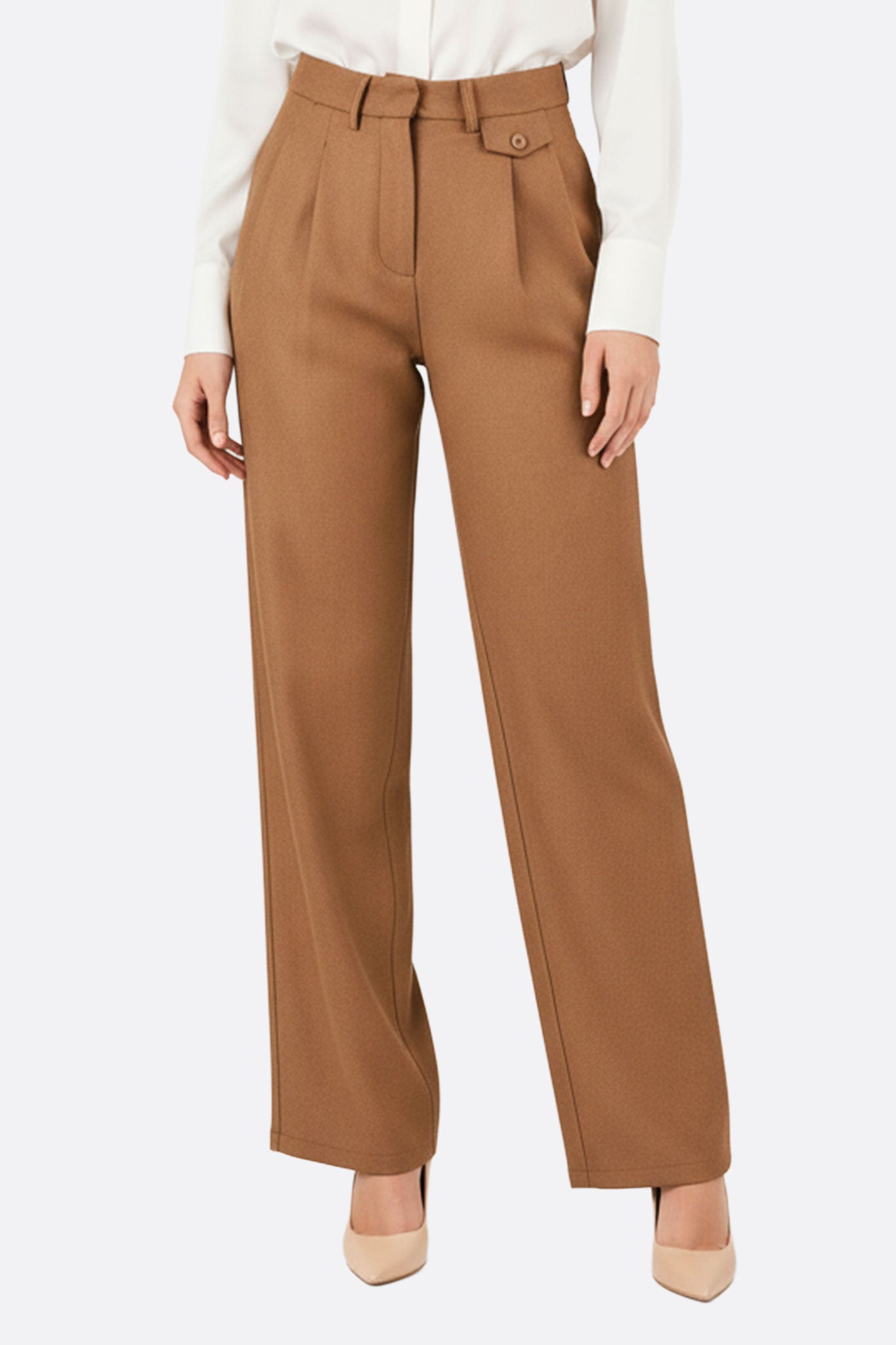 Pantalón ancho fluido marrón camel