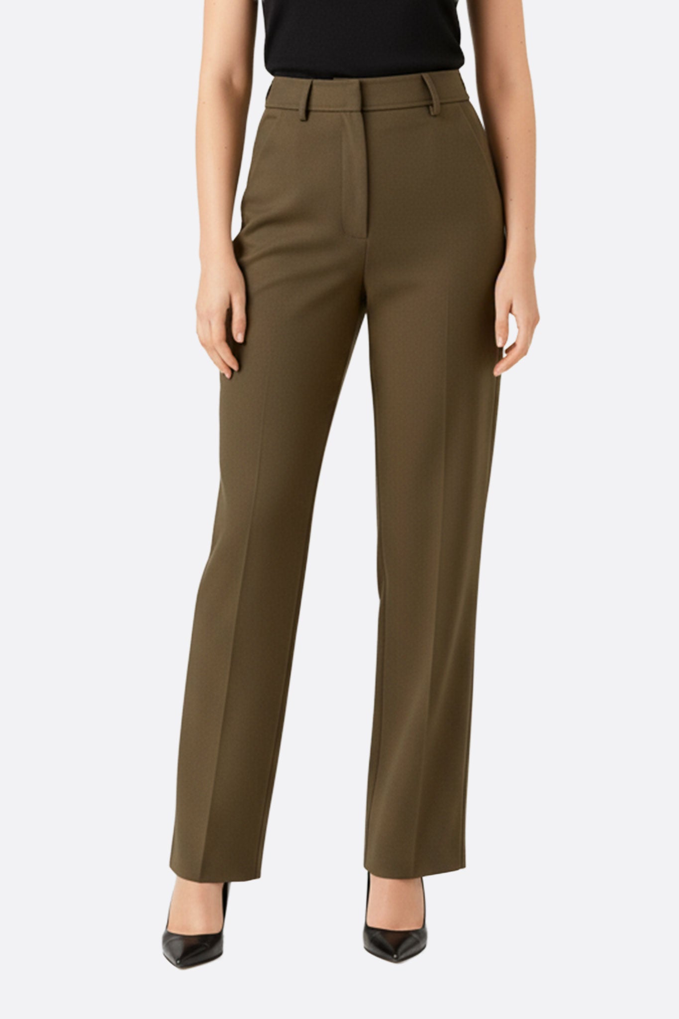 Pantalón verde caqui ancho de talle alto