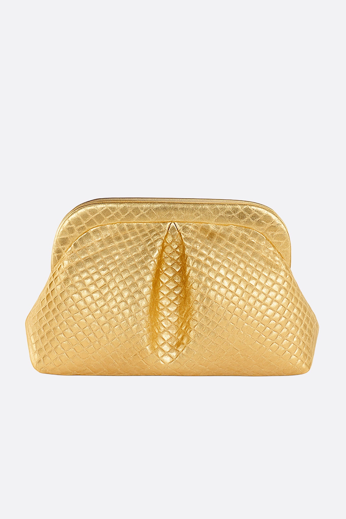 Bolso de noche dorado elegante con textura tejida