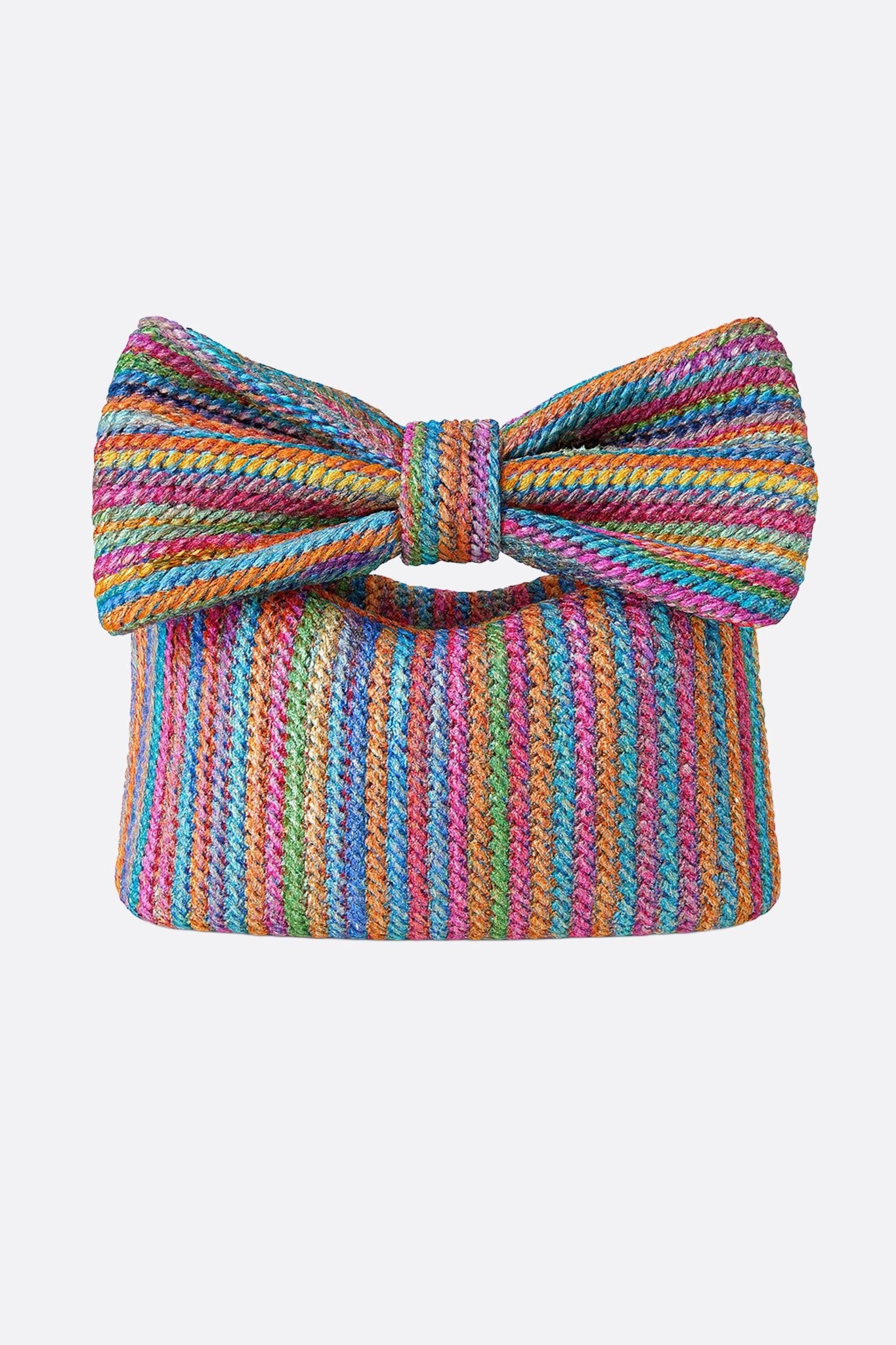 Bolso de paja multicolor trenzado en nudo