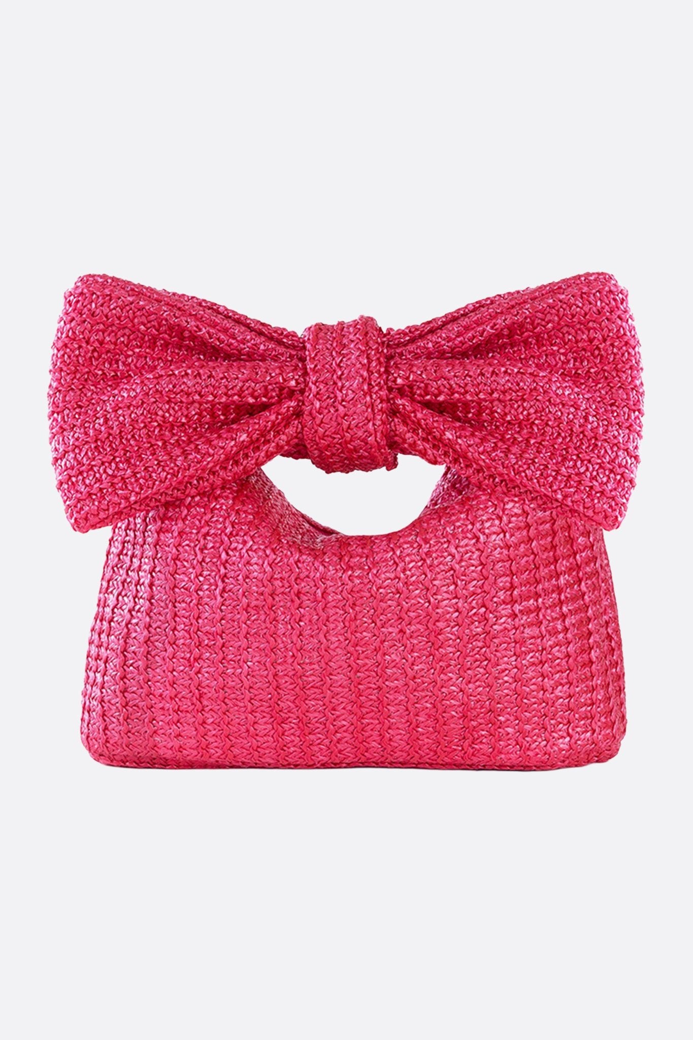 Bolso de paja trenzada fucsia