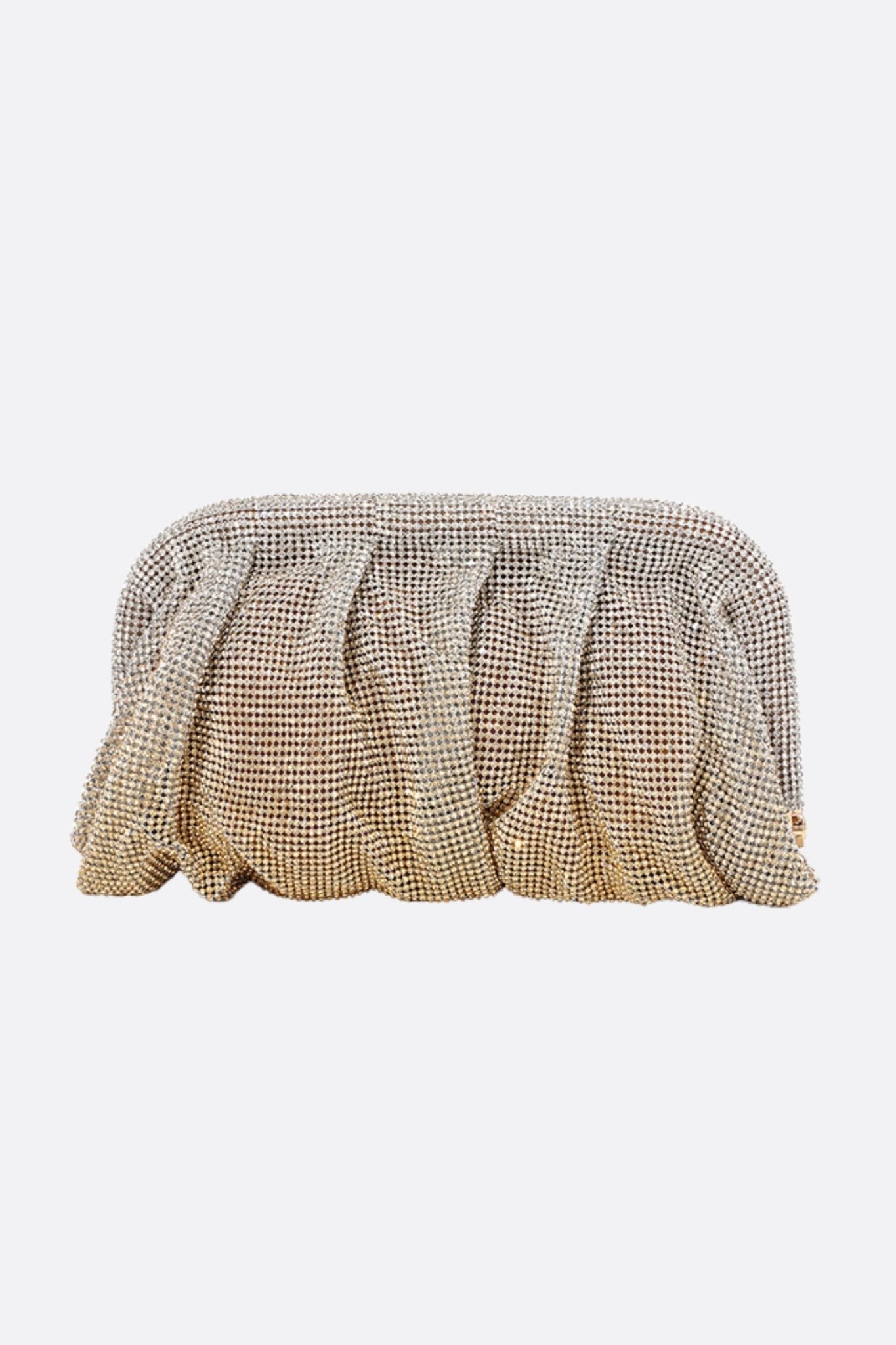 Bolsa blanda beige incrustada de brillantes