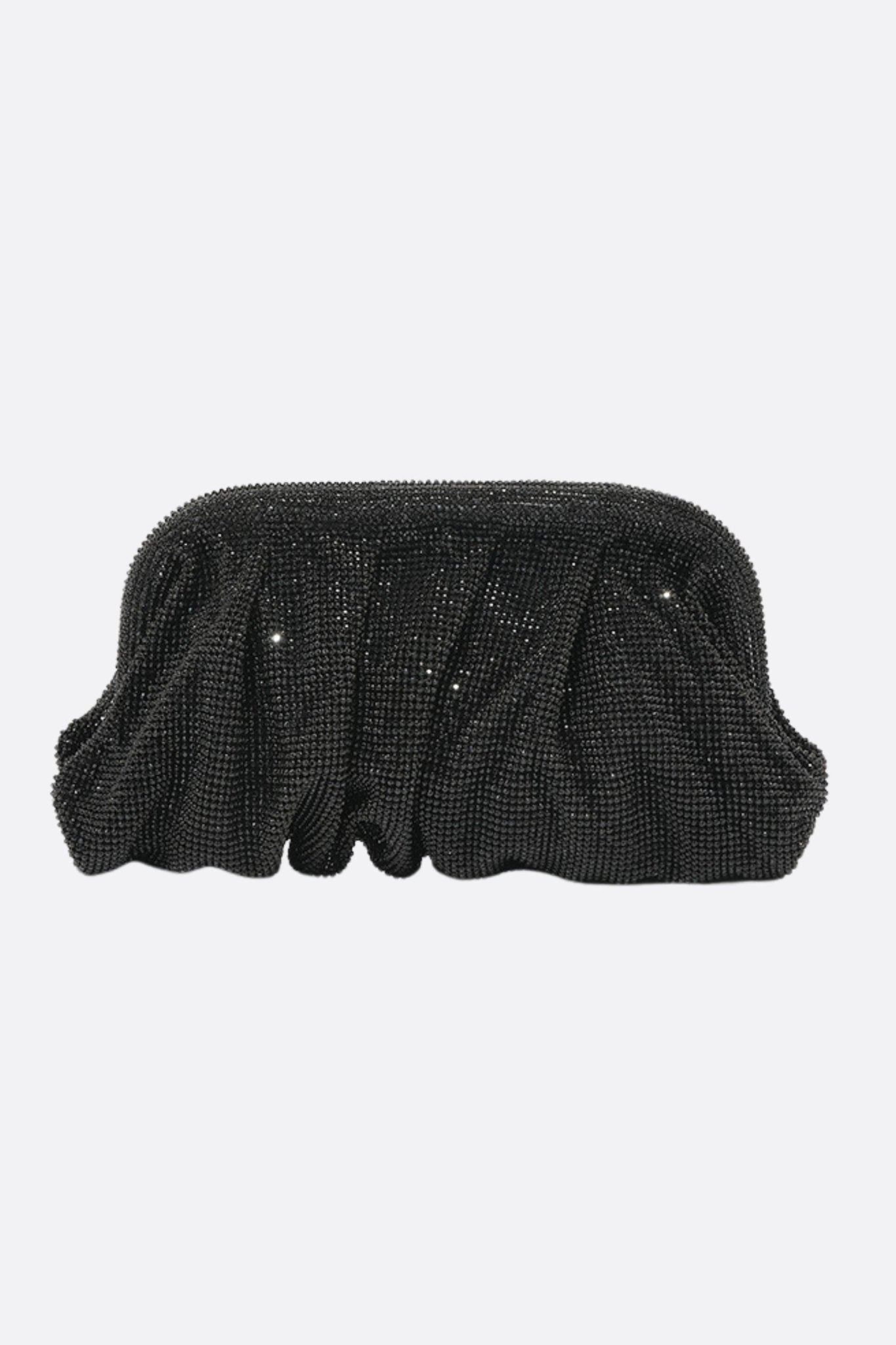 Bolsa blanda negra incrustada de brillantes
