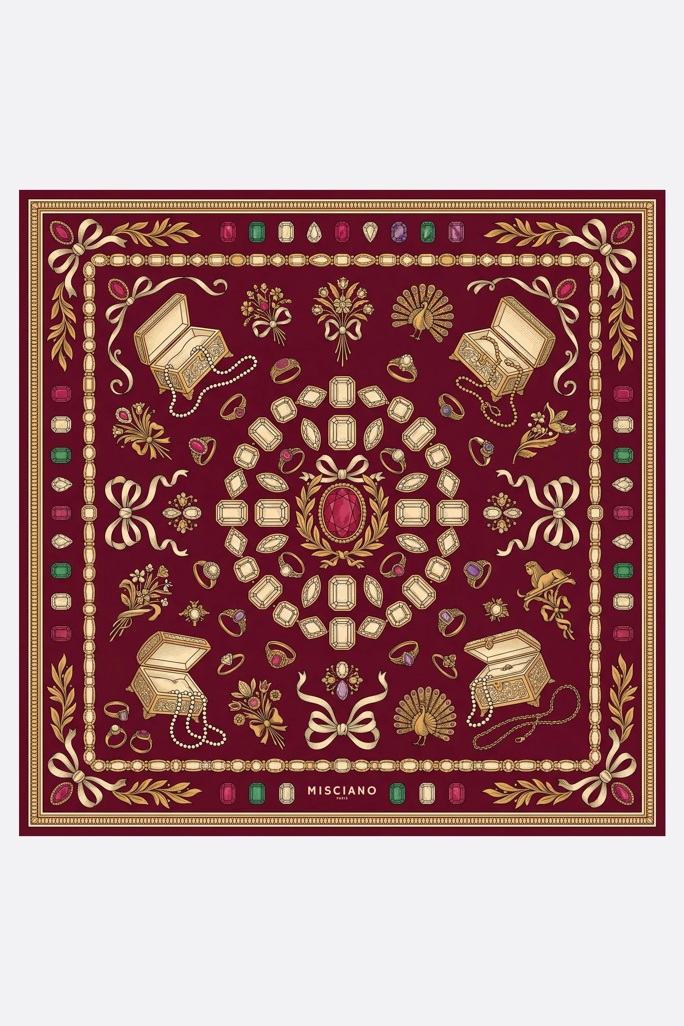 Pañuelo de seda 70 Joyas de granate