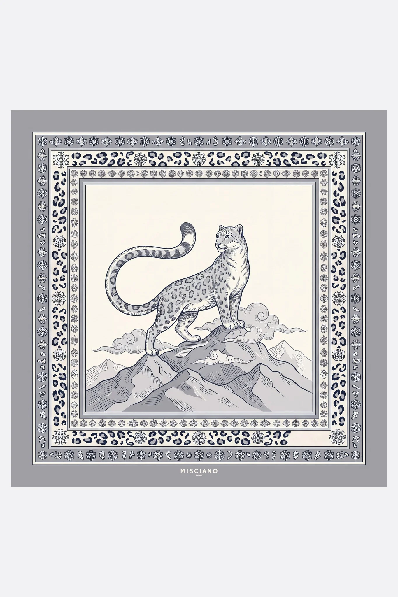 Pañuelo de seda 70 Leopardo de las nieves