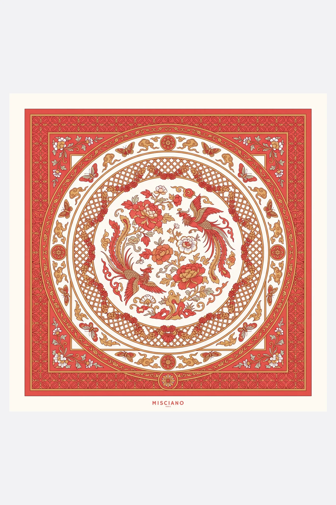 Gran pañuelo de seda 110 Porcelana coral