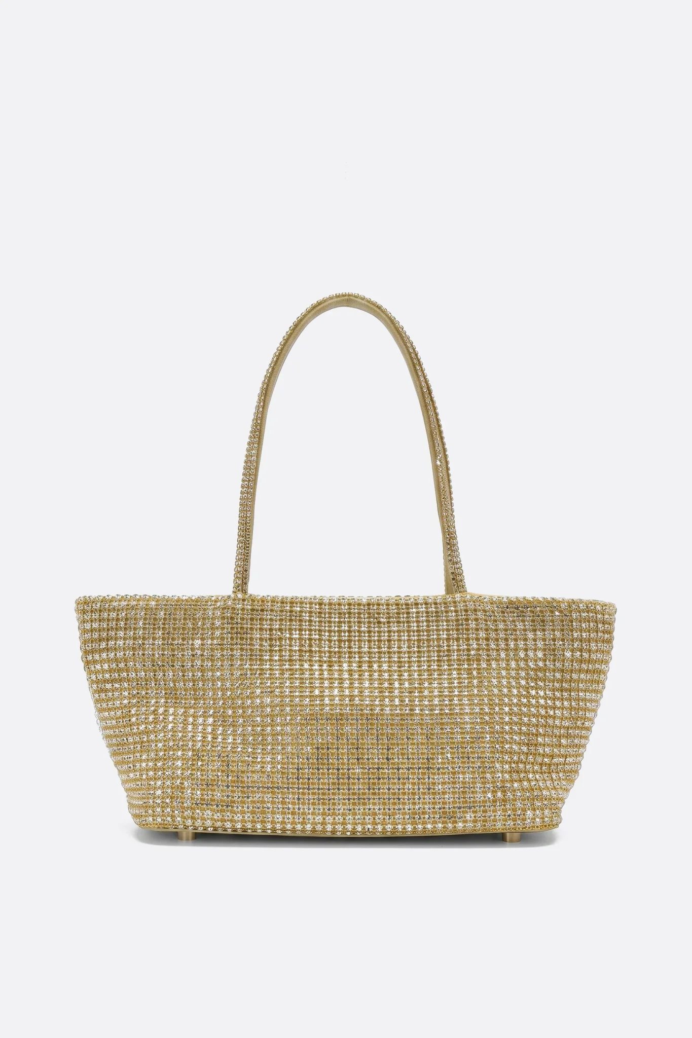 Bolso tote rígido de strass dorado con asas altas