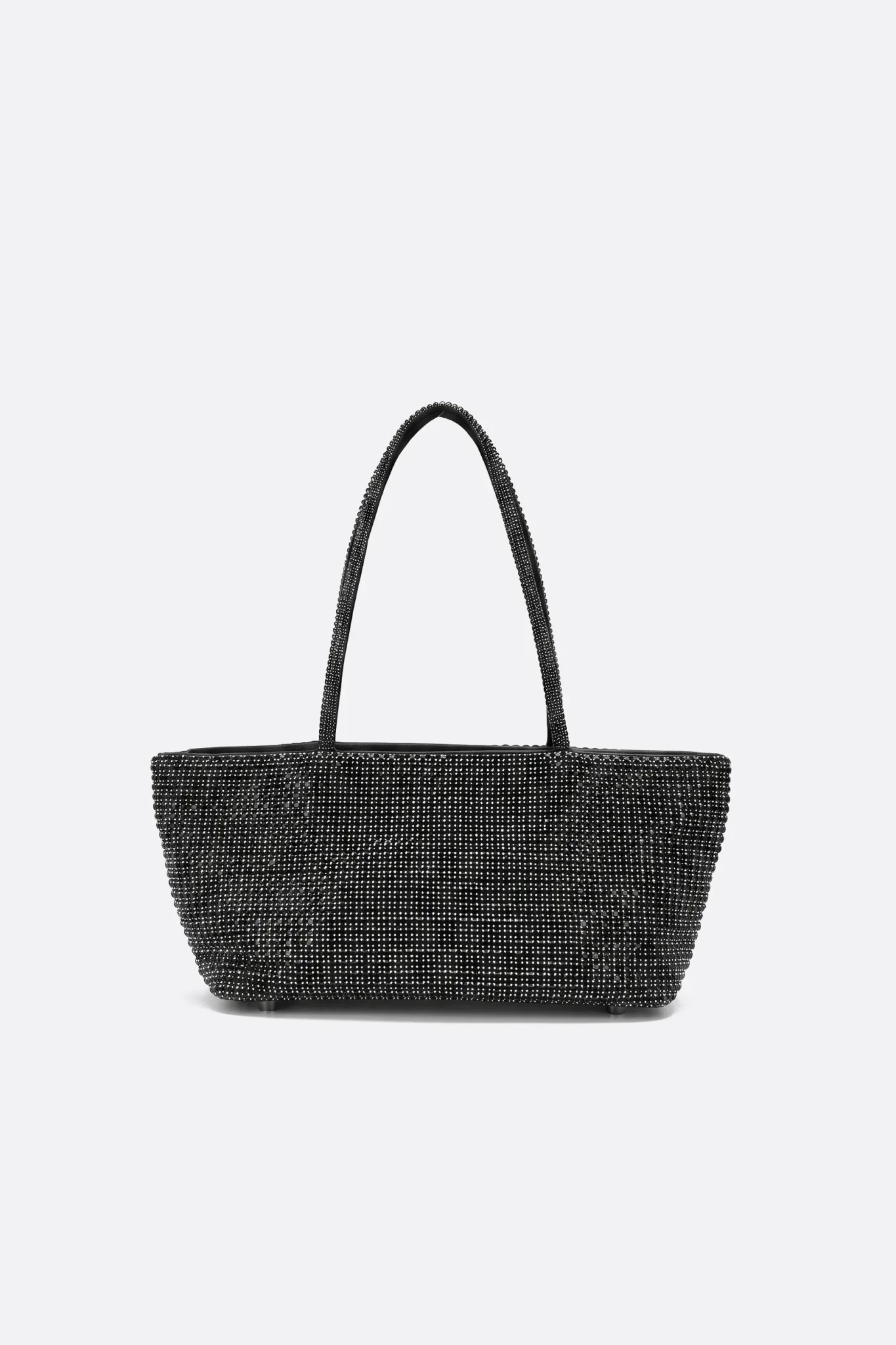 Bolso tote rígido de strass negro con asas altas