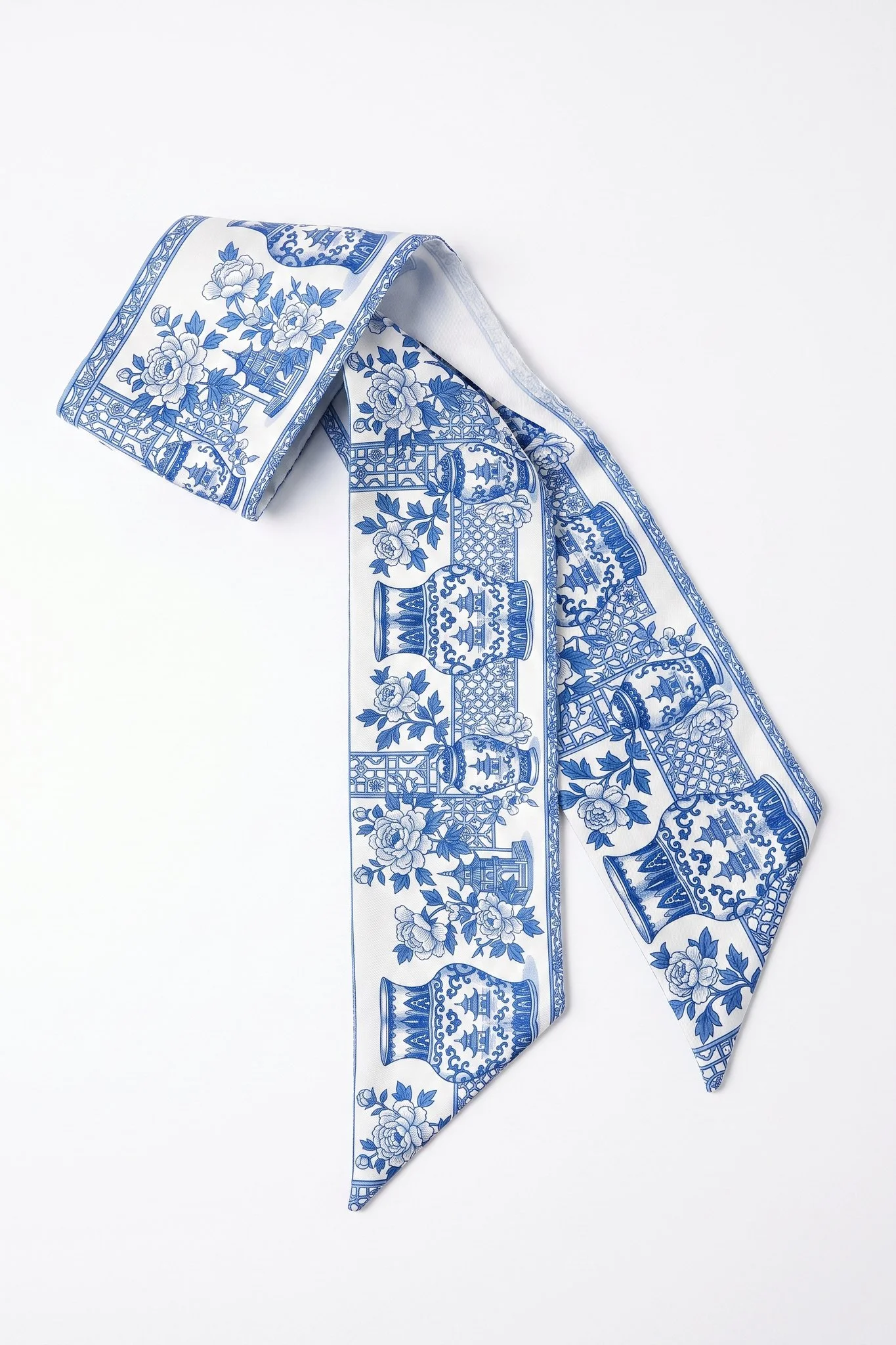 Twilly en seda Porcelana azul