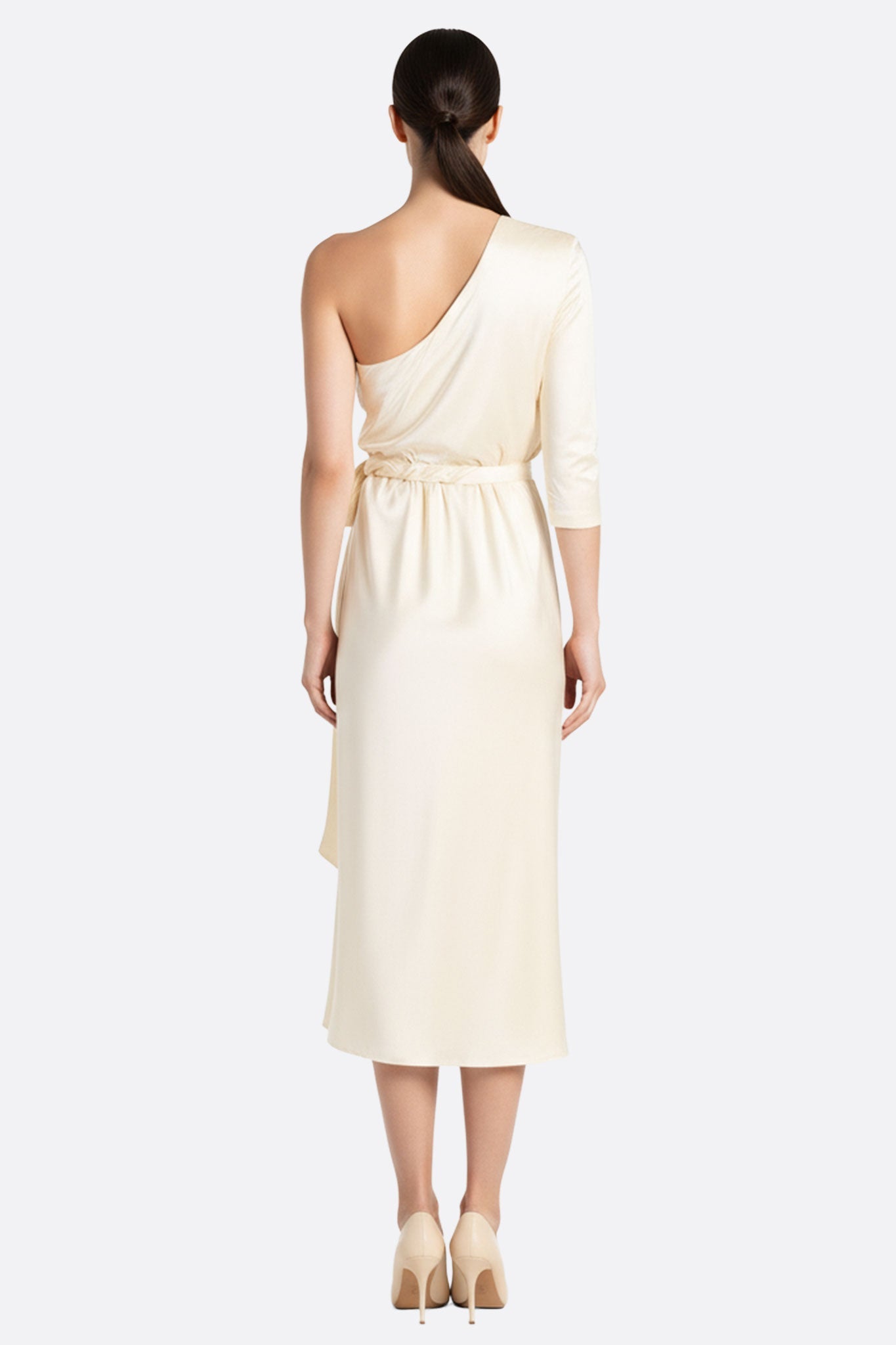 black & cream asymmetric draped dress Satin Evening in Ecru White – Misciano Anthropologie | Dresses | Summer Cocktail Select color:Mauve asymmetric cape sleeve at