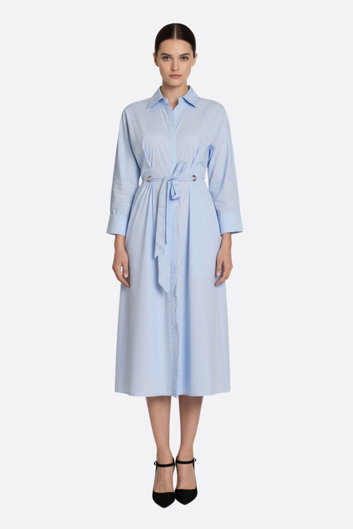 Ropa de camisa larga azul con corte fluido