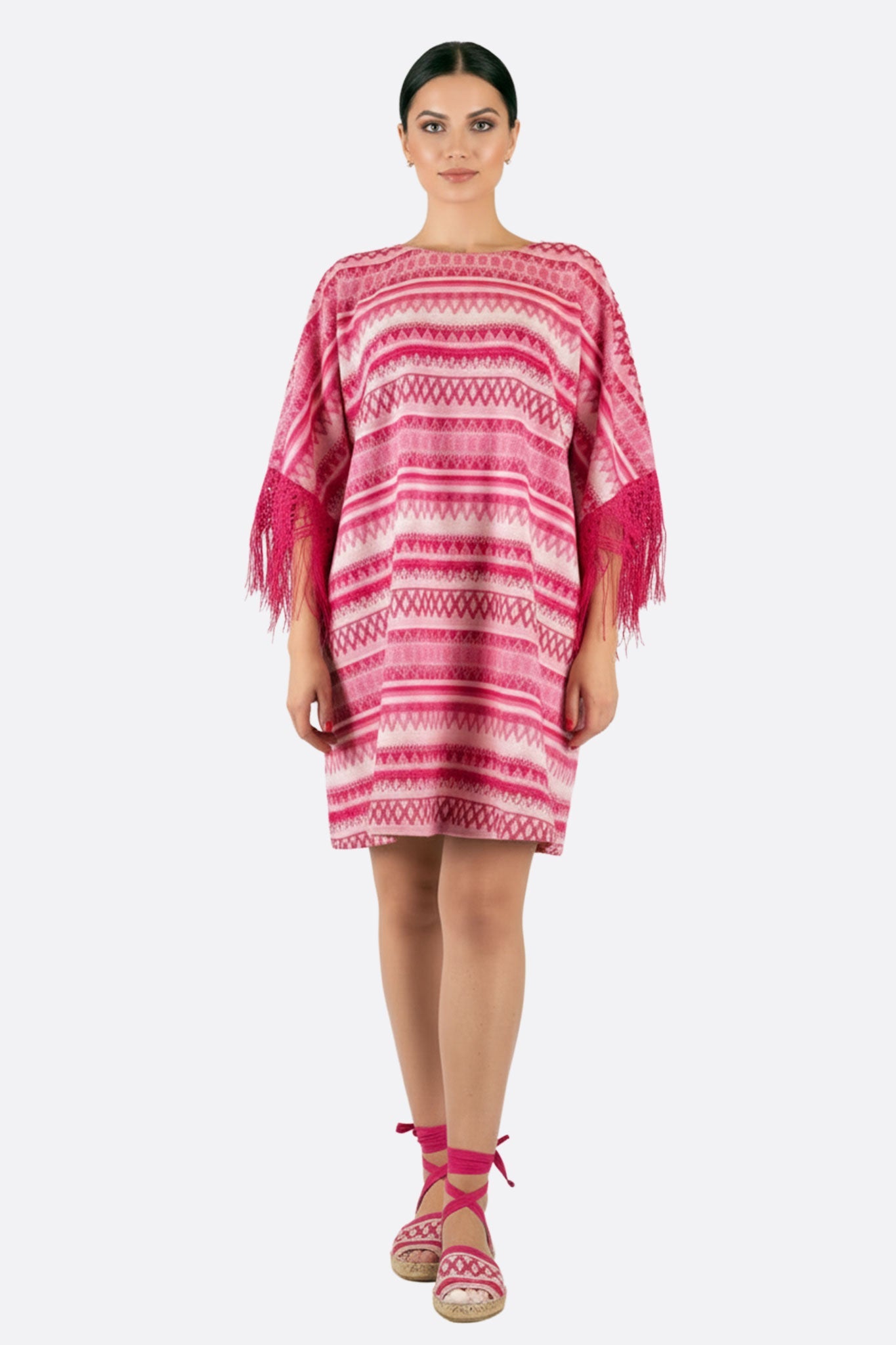 Túnica de punto jacquard rosa