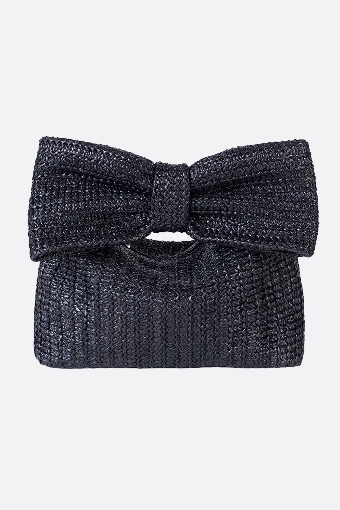 Bolso de rafia negro con lazo