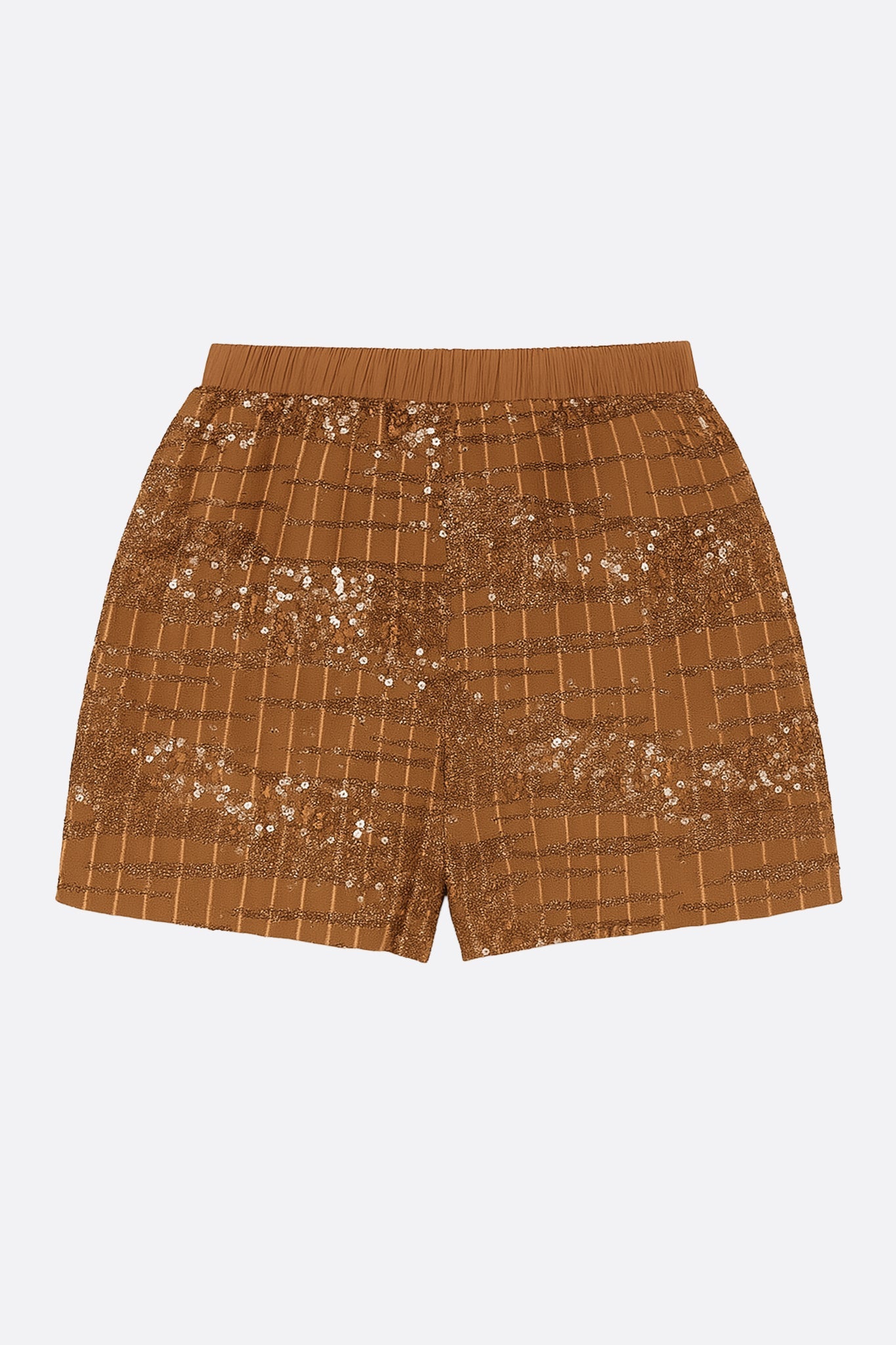 Corto bordado camel con lentejuelas bronce