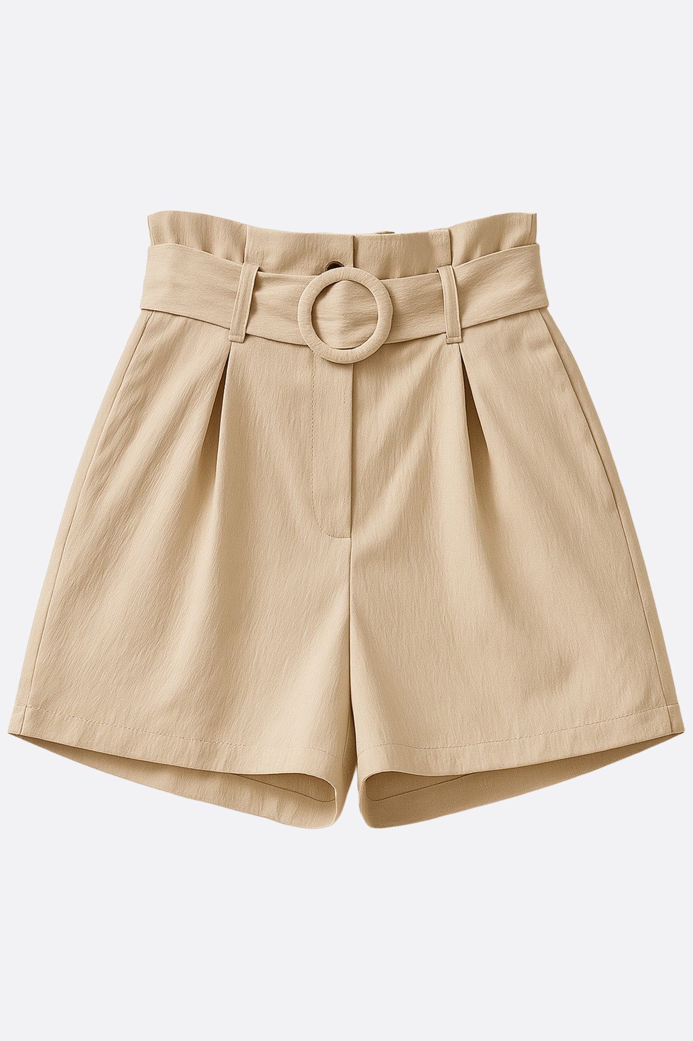 Short de talle alto ceñido beige avena