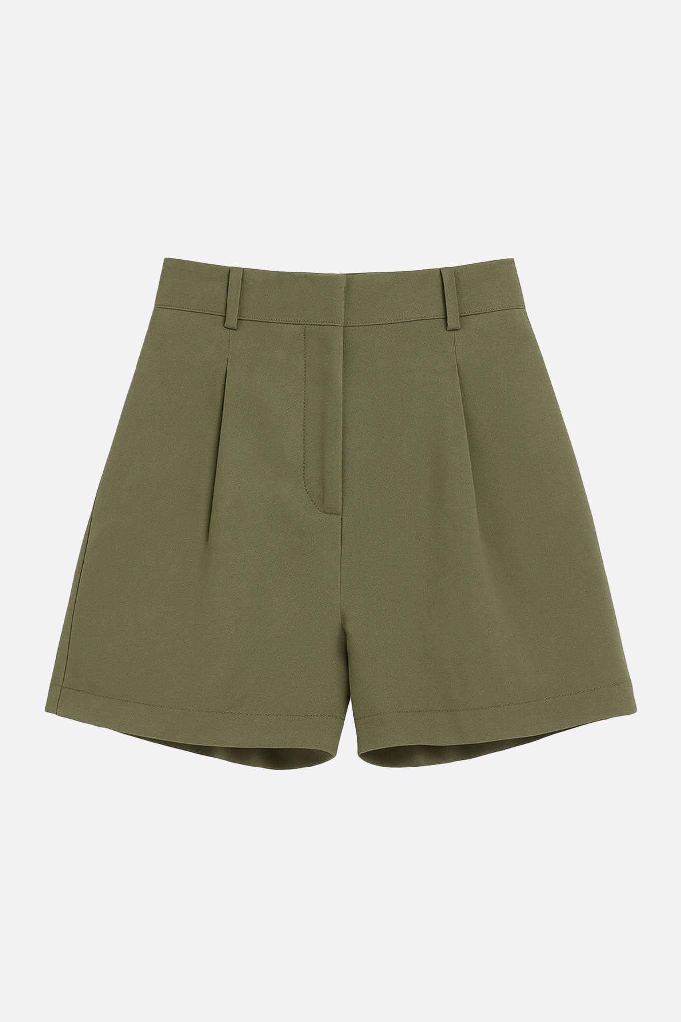 Pantalón corto verde caqui estructurado en tela ligera