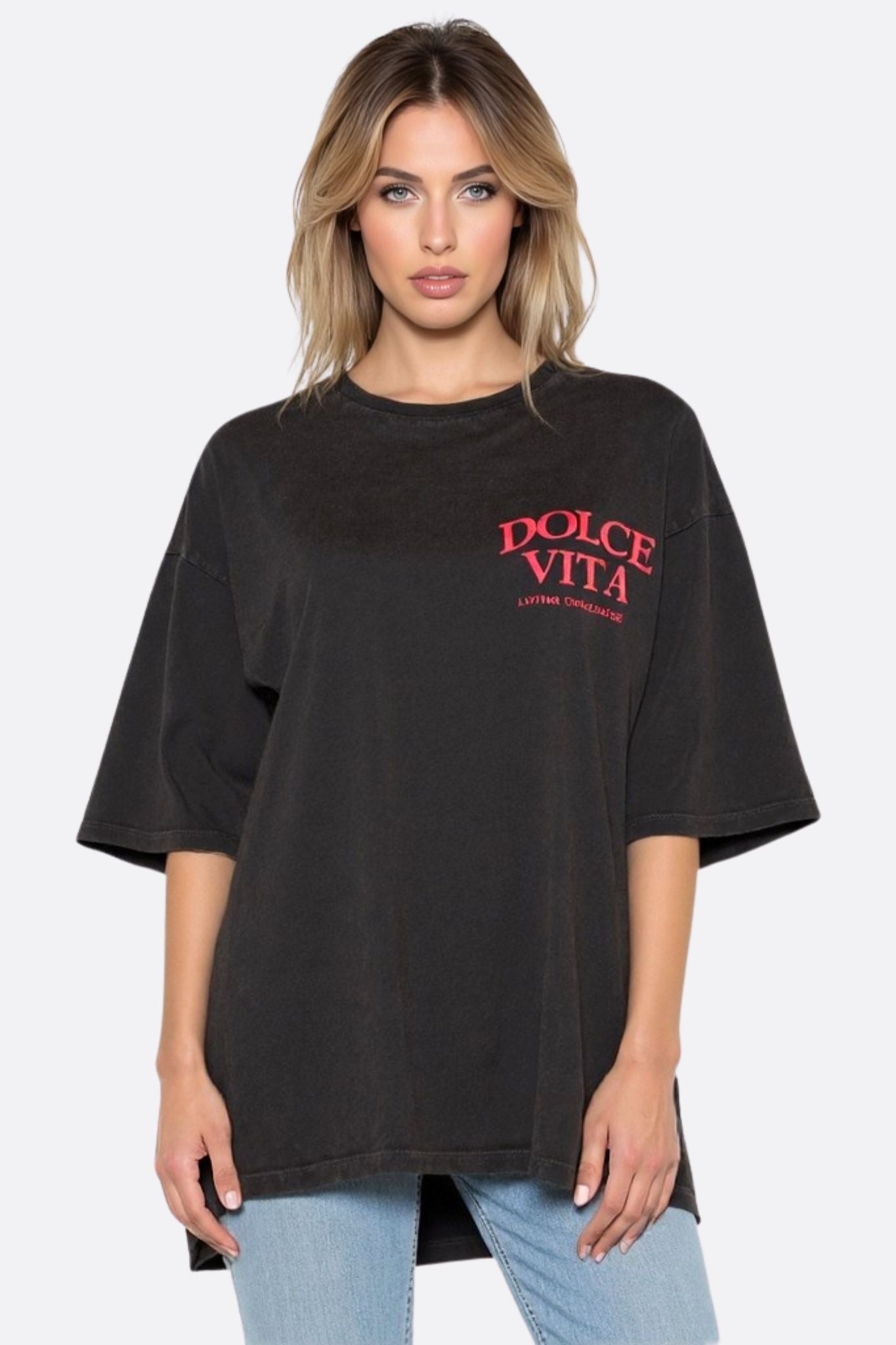 Camiseta negra oversize DOLCE VITA