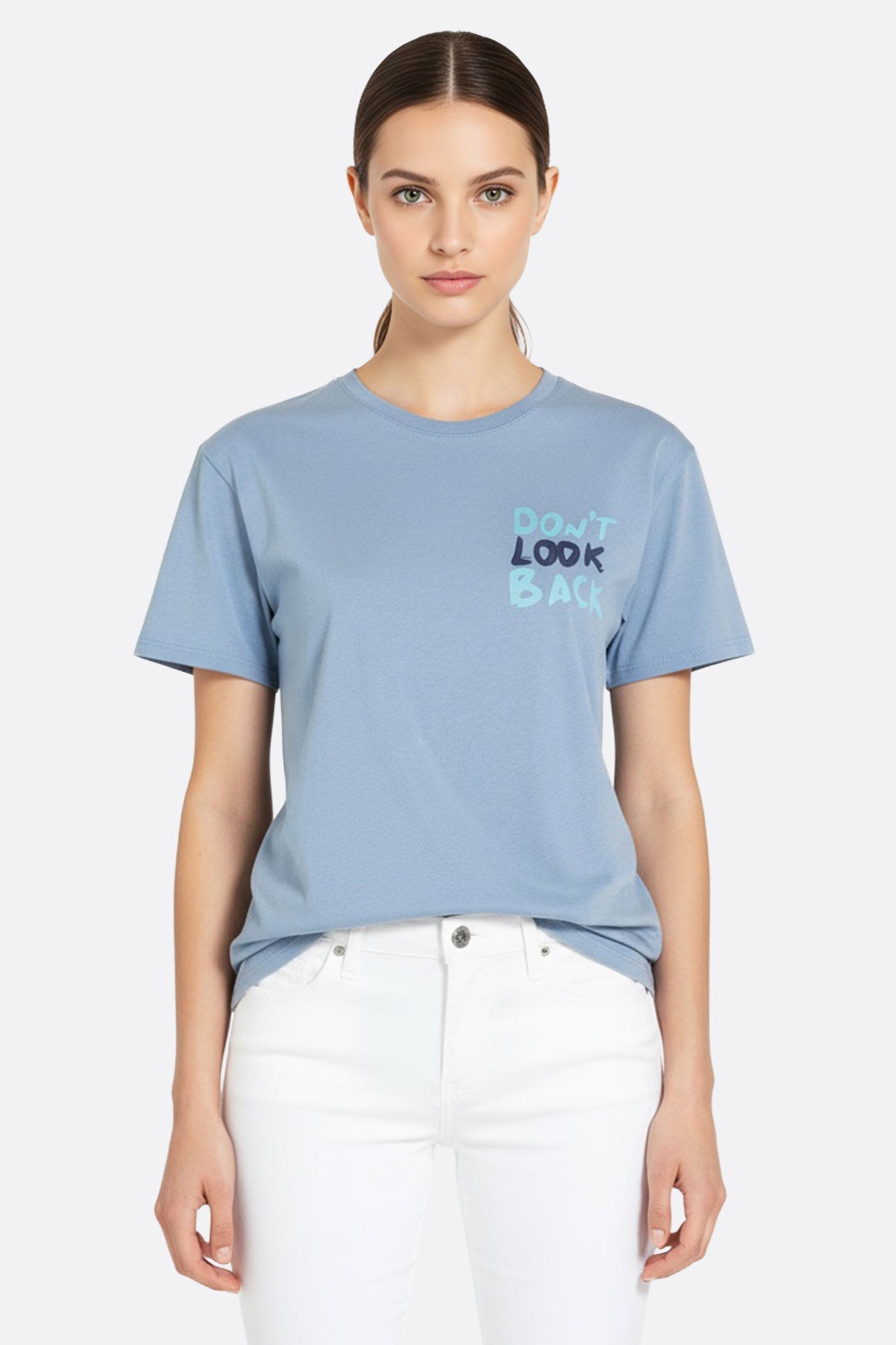 Camiseta oversize azul Don't Look Back