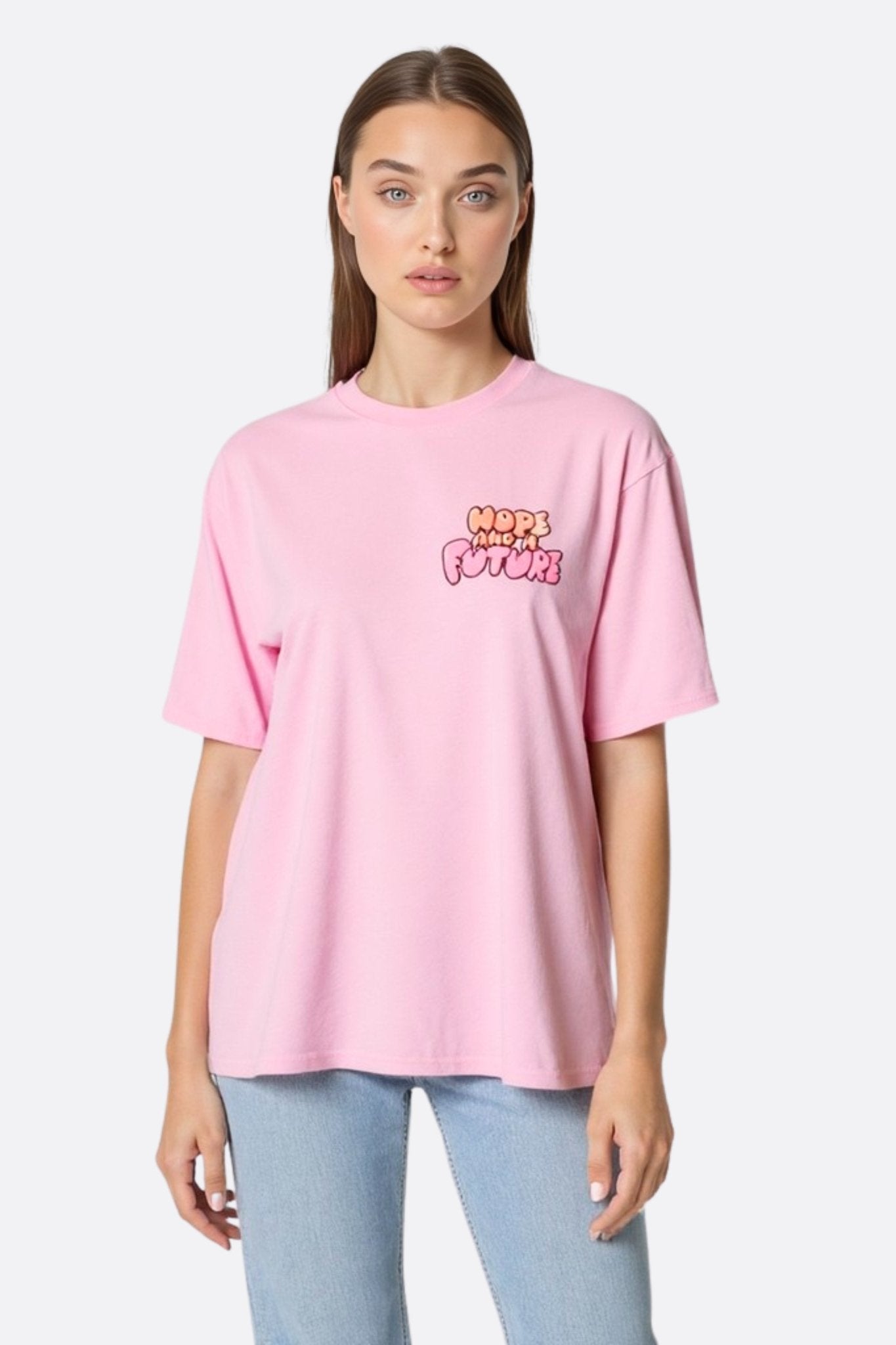Camiseta oversize rosa pastel Hope and a Future