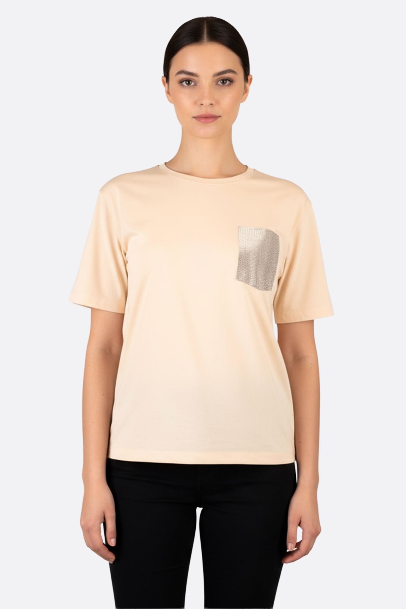 Camiseta rosa pastel con detalle brillante