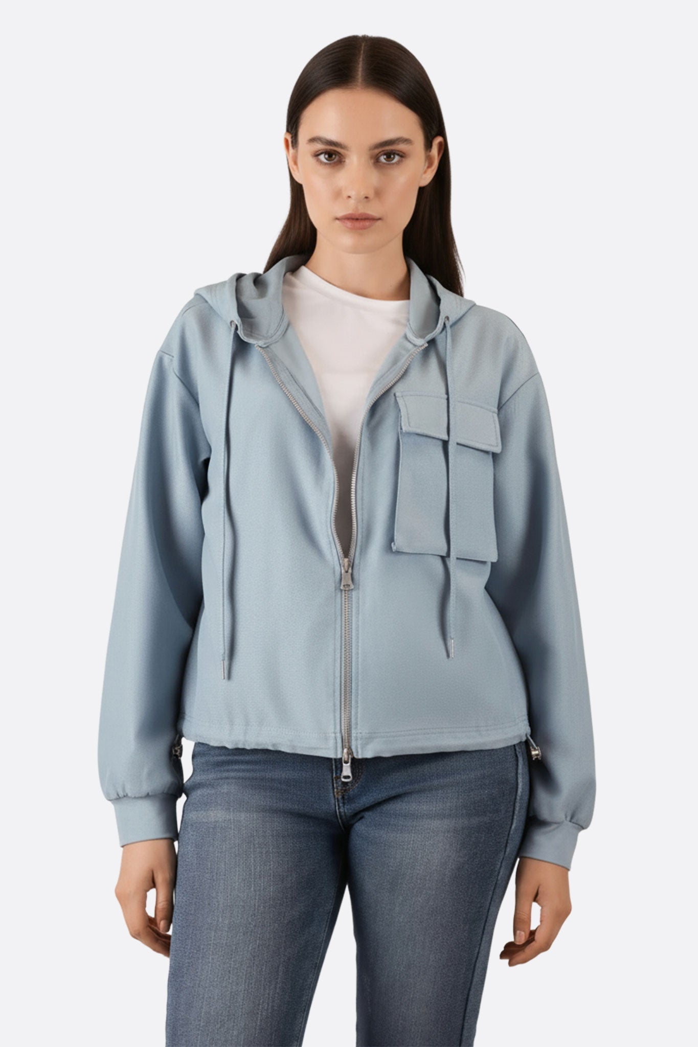 Chaqueta deportiva con capucha azul